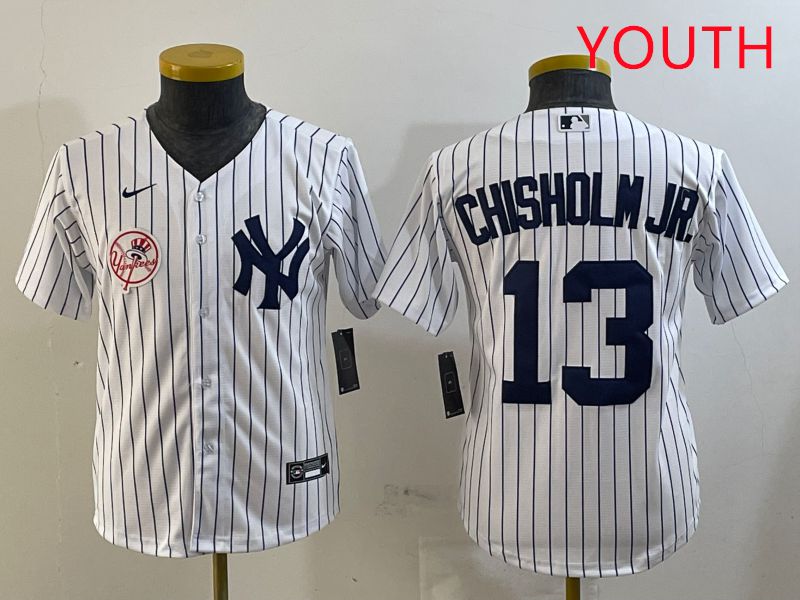 Youth New York Yankees #13 Chisholm jr White Stripe Game 2025 Nike MLB Jersey style 8